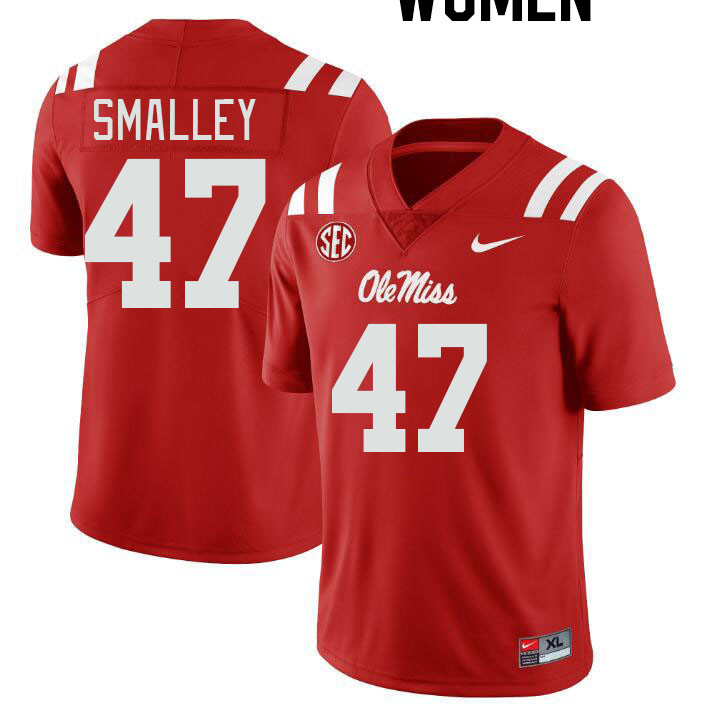 Women #47 Wyatt Smalley Ole Miss Rebels College Football Jerseyes Stitched Sale-Red - Click Image to Close